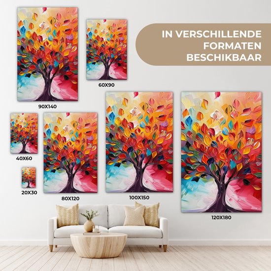 Peinture sur toile 60x90 cm - Décoration murale Arbre - Arbre de vie - Coloré - Abstrait - Décoration murale murale salon - Décoration chambre - Accessoires de chambre - Peintures