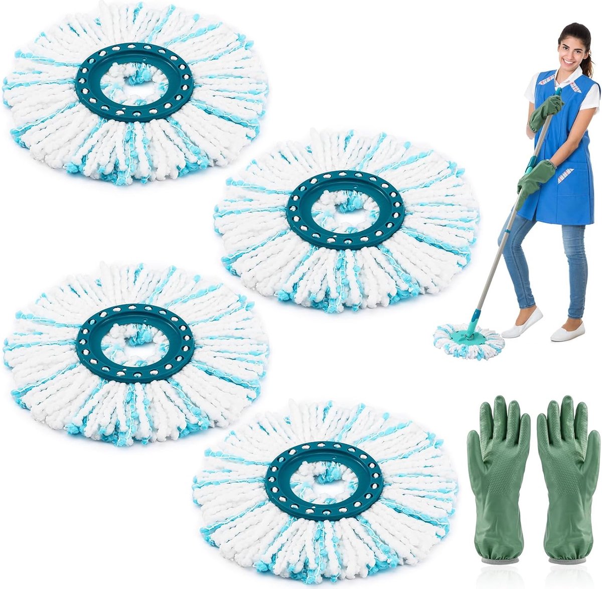 2 stuks dweilmop ronde vloerwisser reservekop voor Leifheit Clean Twist Disc Mop Micro Set 2-vezelsysteem dweilkop vervangende overtrek voor alle vloertypes hoge water- en vuilopname