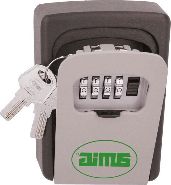 Coffre-fort à clés capacité pour 16 clés - 122 x 87 x 40 mm - ouverture à combinaison - 10 000 combinaisons - trous de fixation murale - acier gris