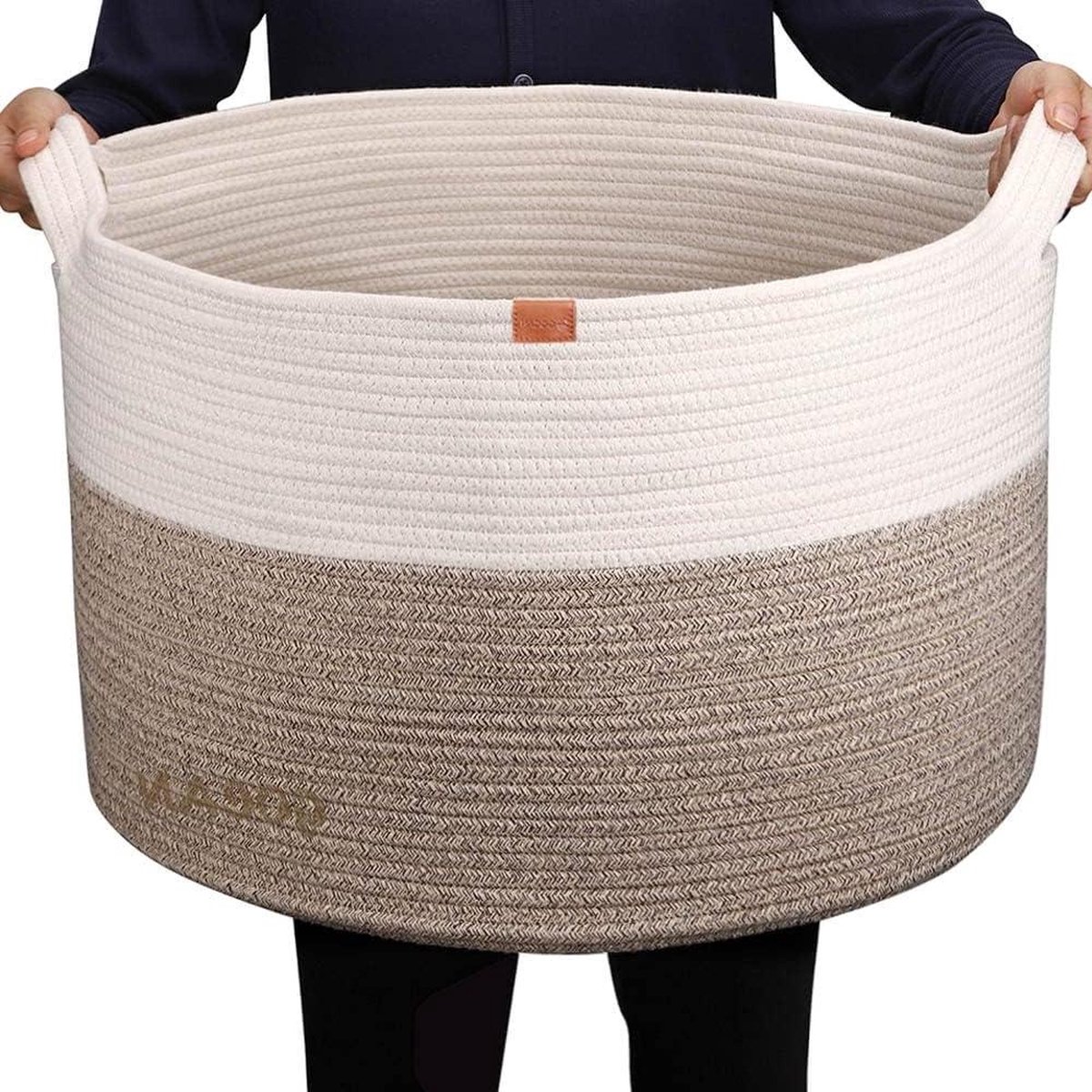 Extra grote opbergmanden jute mand - hamper mand D55XH35 cm met handgrepen