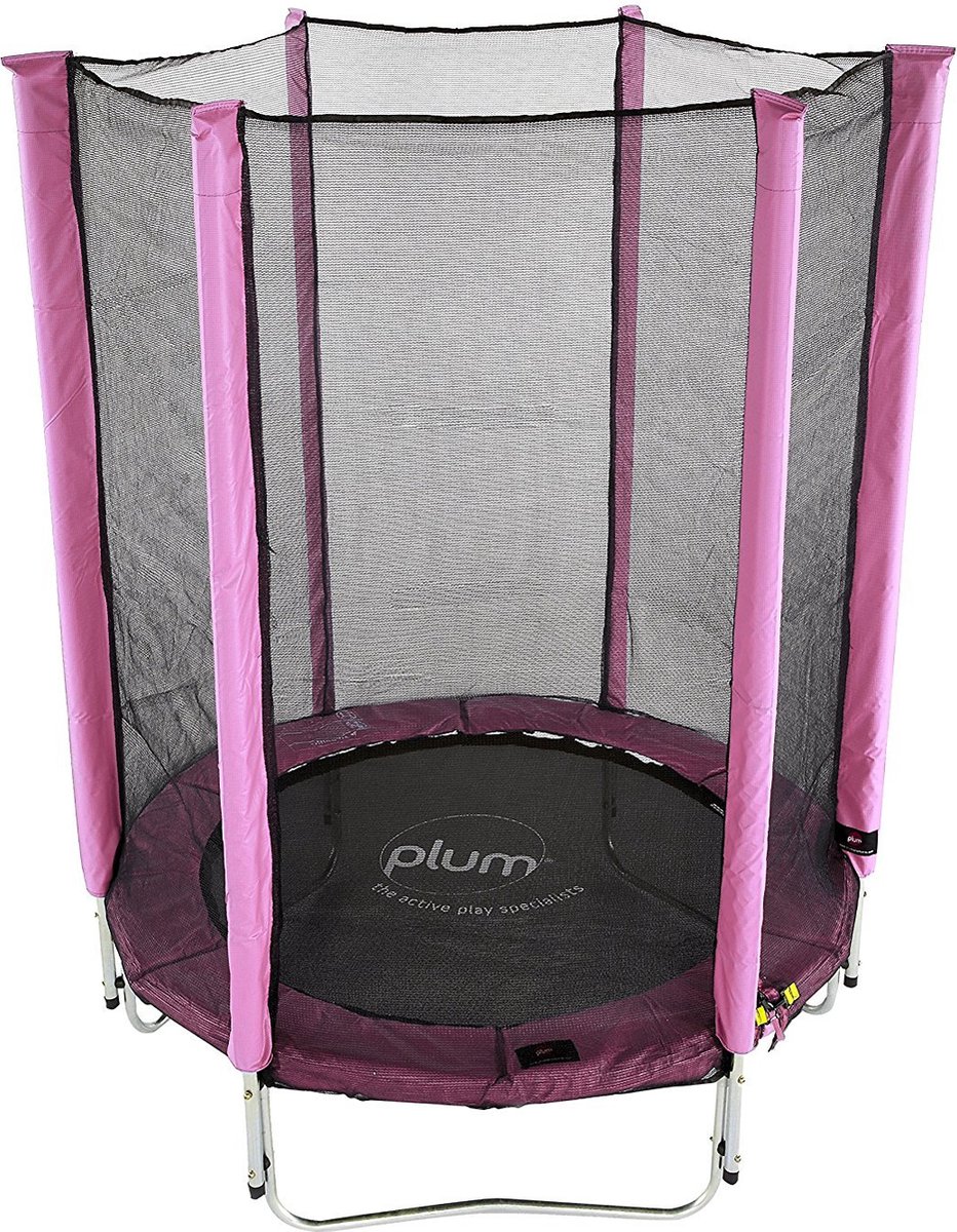 Bol.com Plum Junior trampoline roze - Met veiligheidsnet voor 3-6 jaar - 140 cm aanbieding
