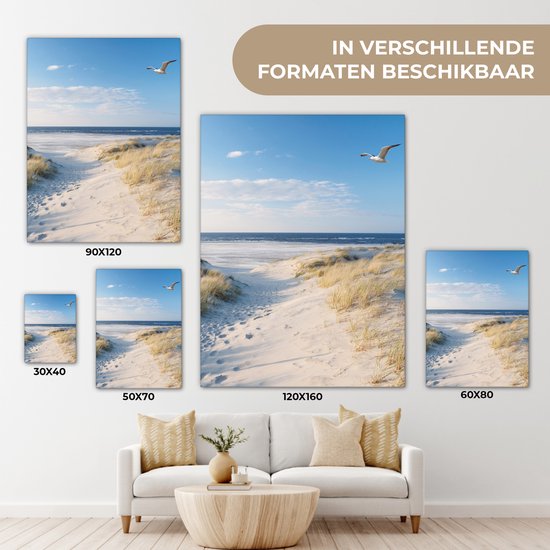 Tableau toile plage - Dunes - Mer - Peintures sur toile - Décoration chambre - Peintures salon - Toile toile - 90x120 cm - Photo sur toile - Décoration murale - Décoration murale