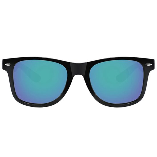 Fako Fashion® - Heren Zonnebril - Dames Zonnebril - UV400 - Zwart - Spiegel Blauw/Groen van Fako Fashion® — afbeelding 3