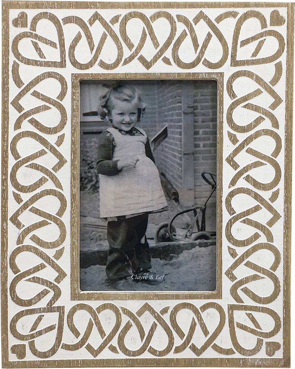 Fotolijst 10x15 cm Wit Beige Hout
