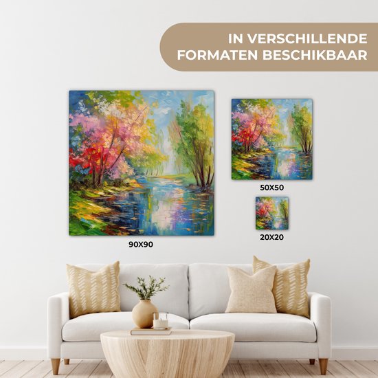 Toile Peinture Huile - Paysage - Nature - Coloré - 50x50 cm - Décoration murale