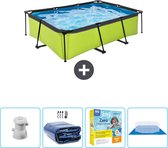 EXIT Rechthoekig Lime Frame Zwembad - 220 x 150 x 65 cm - Inclusief Pomp Solarzeil - Onderhoudspakket - Grondzeil - Nu extra voordelig