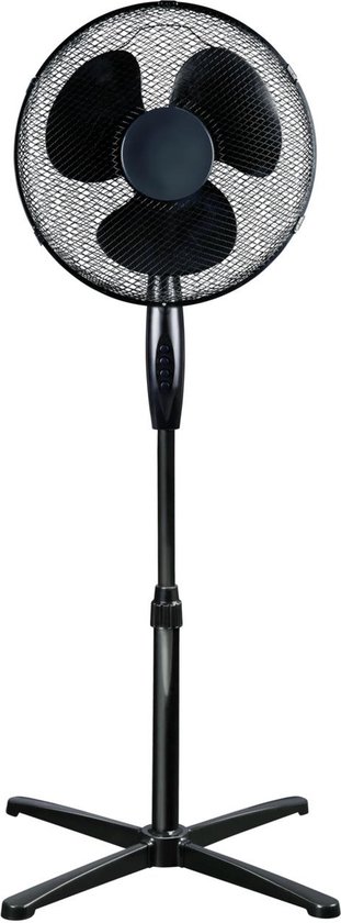 Lifetime Air statiefventilator 40 cm, 3 snelheden, kantelbaar, verstelbaar 102,5-125 cm, stil, zwart