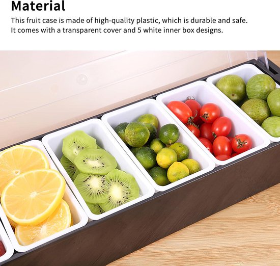 Plateau à Condiments 5 Compartiments Avec Couvercle – Réfrigéré Sur Glace, Amovible Et Alimentaire Serveur Condiments 5 Sections Amovible