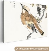 Toile Peinture Vogel - Marron - Japonais - Scandinave - 90x60 cm - Décoration murale