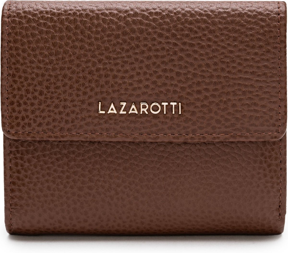 Lazarotti Leren portemonnee Bologna Leather Wallet With 8 Card Slots Brown bruine