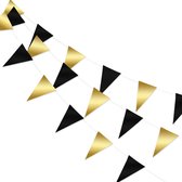 LUQ – Luxe Goud Zwart Slingers – Vlaggenlijn 10 Meter - Verjaardag Slinger Versiering Feestversiering Vlaggen Decoratie