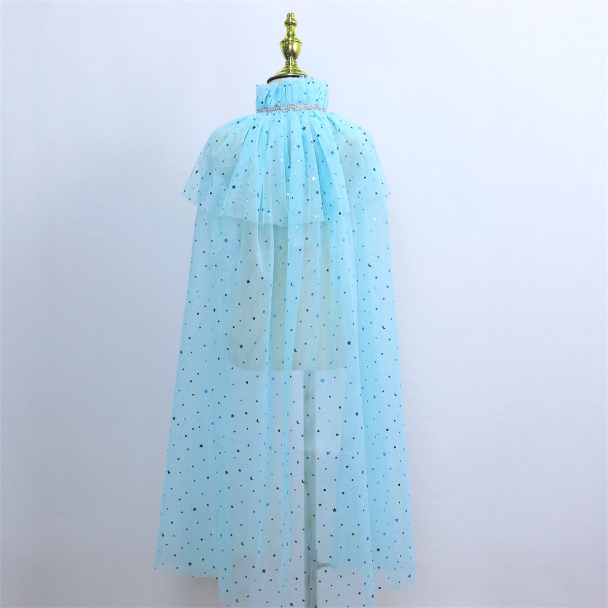 Joya Kids® Verkleedcape met Accessoires Licht Blauw | Prinsessencape | Cape Set | Unicorn | Meisje Verkleedset | Carnvalskleding Meisjes | Met Kroon, Staf, Handschoenen en Sieradenset — afbeelding 11