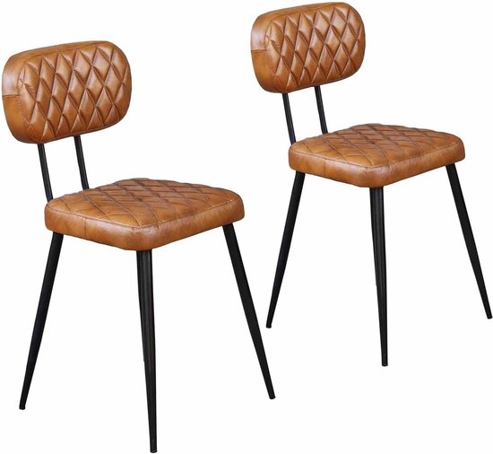 Lot de 2 chaises Sofia en cuir cognac
