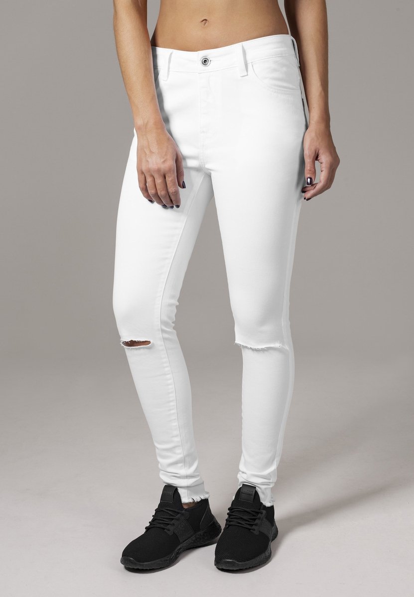 Urban Classics Damesbroek Ladies Cut Knee Pants Wit