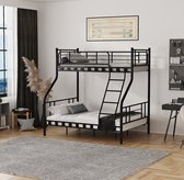 Bol.com AirSleeperz® heavy duty metalen stapelbed Bram - stapelbed 3 personen - Hoogslaper - Kleur: zwart - Afmeting 140x200x198 cm aanbieding