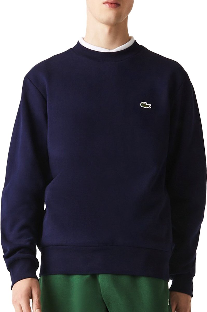 Lacoste Bio Cotton Fleece Crew Sweater Heren Blauw