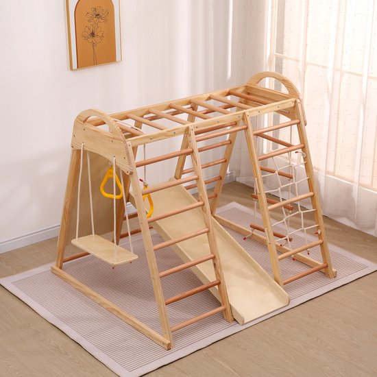 UBRAVOO 7-in-1 Montessori Klimrek voor peuters, hout, opvouwbaar, met