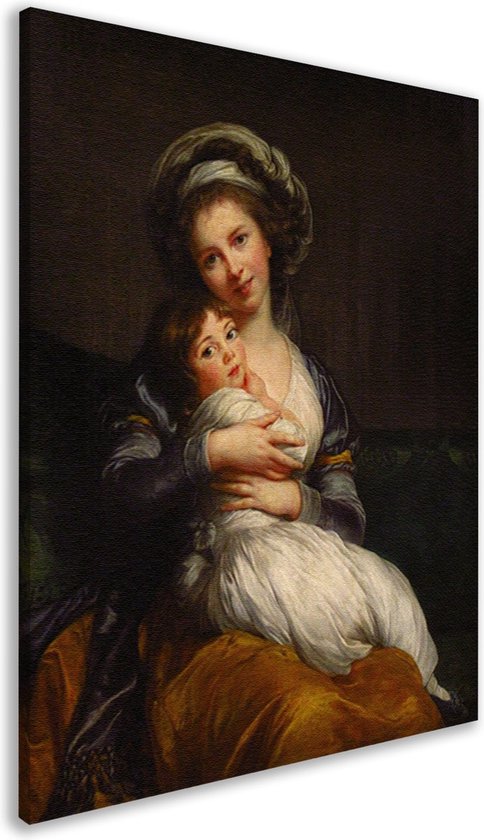 Autoportrait avec sa fille - Portrait d'Élisabeth Louise Vigée Le Brun - Tableaux femme - Tableau toile Emotion - Tableaux modernes - Peintures toile - Accessoires de bureau toile 75x100 cm