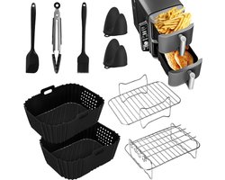 13 stuks Air Fryer Accessoires voor Ninja Double Stack XL 9,5L - Air fryer SL400UK - Siliconen Air Fryer Liners - Air Fryer Manden - Grilling Rack Handschoenen - Olie Borstel - Voedsel Clip - voor Oven