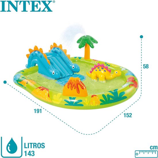 Baby Zwembad Speelbad Little Dino 191x152x58cm met Glijbaan - Intex Baby Zwembad van Merkloos — afbeelding 4