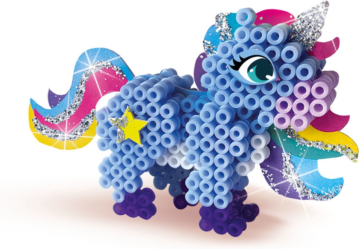 SES Creative - Beedz - Unicorn - 1800 Strijkkralen met Grondplaten, Glitters en Strijkvellen - Vanaf 5 Jaar — afbeelding 5