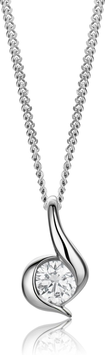 Miore Pure Collier Ketting Dames - 14 Karaat Goud - Met Diamanten - Met Hanger - 45 cm