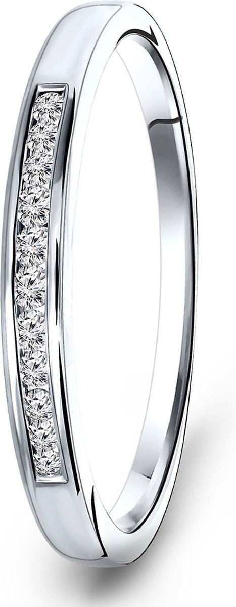 Miore Pure Ring Dames - 14 Karaat Witgoud - Met Diamanten - Handgemaakt - Maat 48