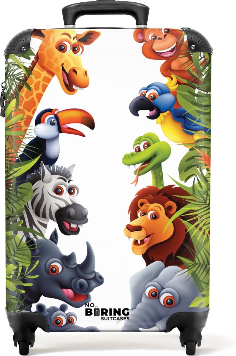 NoBoringSuitcases.com Kinderkoffer Jungle dieren productafbeelding