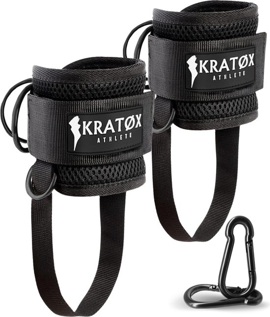 Foto: Krat x 2 stuks kickback ankle strap fitness enkelband ankle cuff strap kickback strap incl karbijnhaken zwart