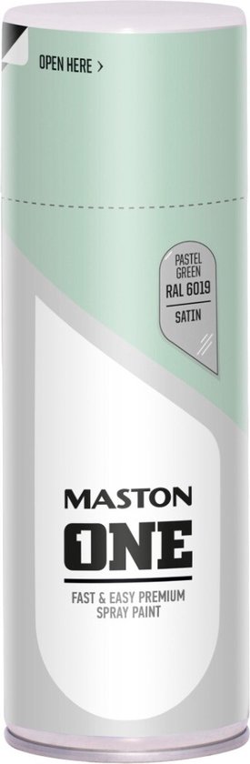 Maston ONE - spuitverf - zijdeglans - witgroen (RAL 6019) - 400 ml - spuitbus verf groen