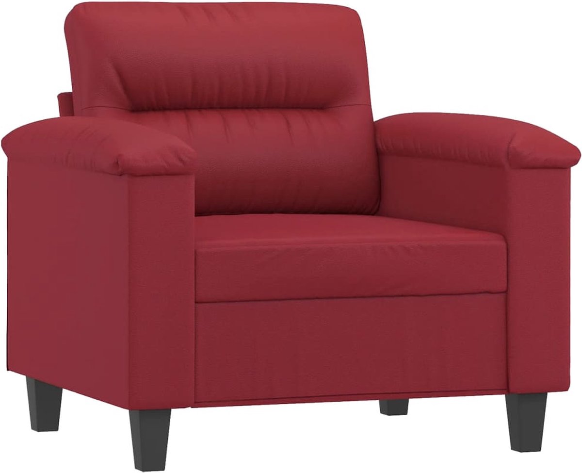 vidaXL Fauteuil - met - voetenbank - 60 - cm - kunstleer - wijnrood