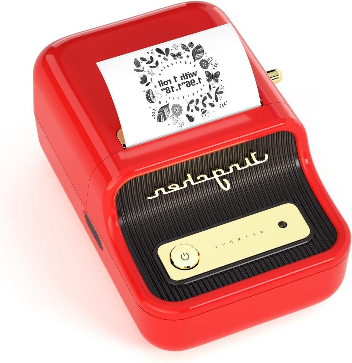 Bluetooth thermische labelprinter mini-stickermaker - afdrukmaat 20-50 mm - voor kleding sieraden - met 1 rol wit 50 x 30 mm label (rood)