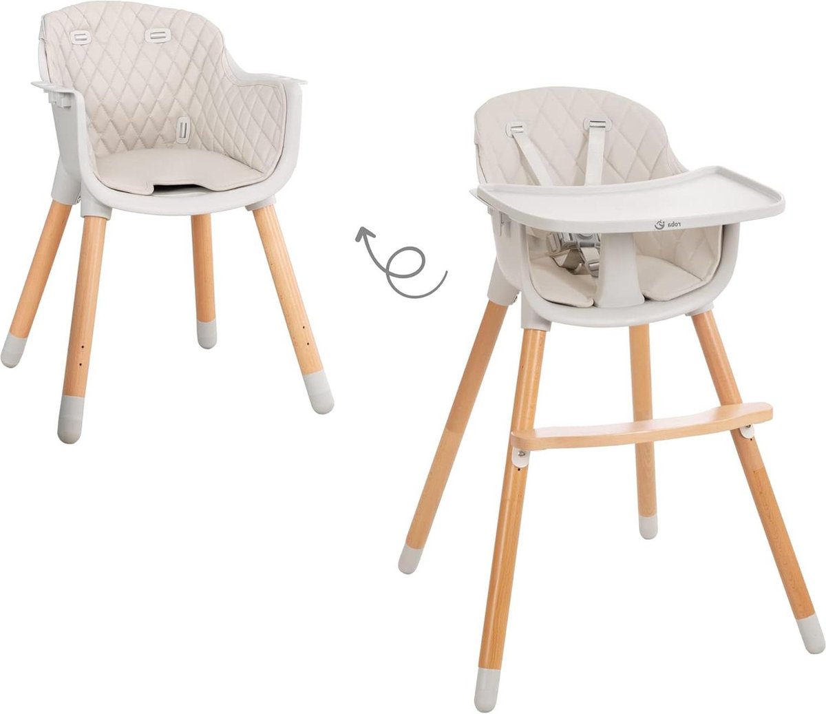 Image of 2-in-1 kinderstoel 'StyleUp wood' met zitkussen - grijs