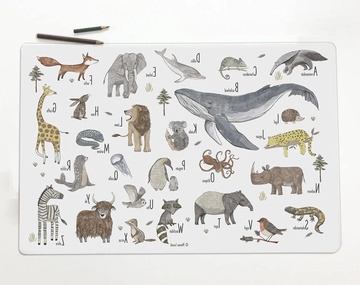 Bureauonderlegger voor kinderen Animal ABC 60 x 40 cm van premium vinyl Made in Germany