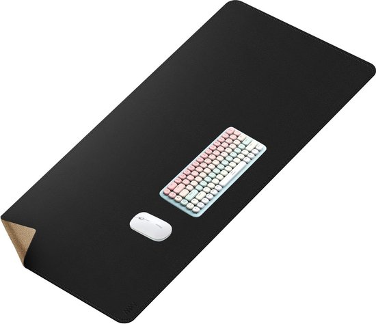 Grote natuurlijke kurk en lederen bureauonderlegger, dubbelzijdige bureaubeschermer, waterdichte toetsenbord-muismat voor kantoor/thuis/gaming/decor (Lichtgroen, 60 cm x 30 cm