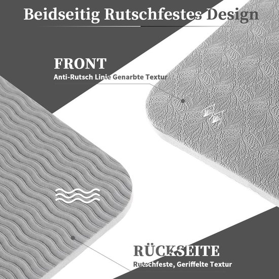 Antislip yogamat met gestructureerd oppervlak en draagband - 6mm dik - voor vrouwen - grijs Yogamat — afbeelding 2