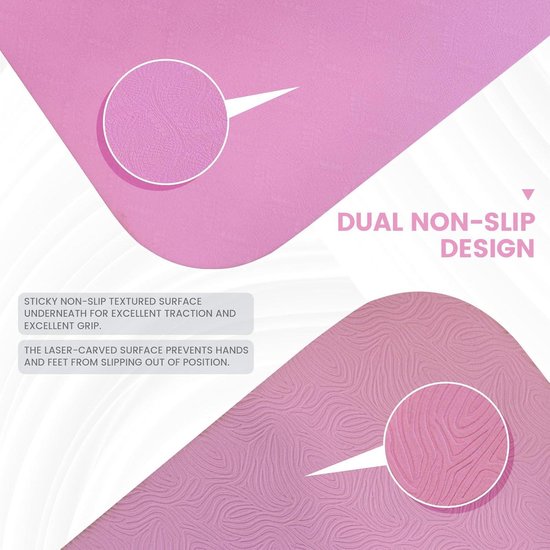 Extreme slipweerstand TPE yogamat - fitness en oefeningsmat 6 mm antislip - milieuvriendelijk - met Travel Strap Yogamat — afbeelding 2