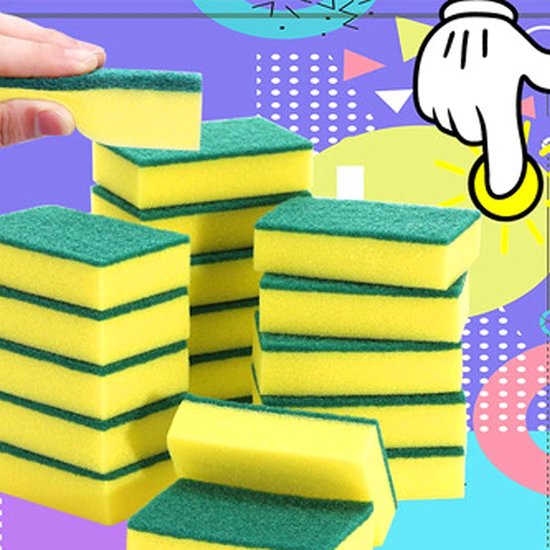 Duurzame spons, 20 stuks, multifunctionele reinigingsspons, reinigingsreinigingsspons, dubbelzijdige spons voor garage, keuken badkamer