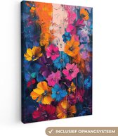 Tableau sur toile 90x140 cm - Décoration murale Fleurs - Coloré - Abstrait - Moderne - Décoration murale salon - Décoration chambre - Accessoires chambre - Peintures