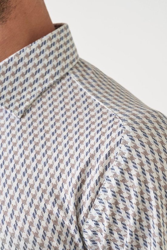Desoto Overhemd Timeless Elegance Print Greige - Maat XL - Heren - Overhemden Casual