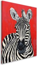 Zebra schilderijen - Dieren schilderij - Schilderij op canvas Achtergrond - Muurdecoratie kinderkamer - Canvas - Muurkunst canvas 75x100 cm