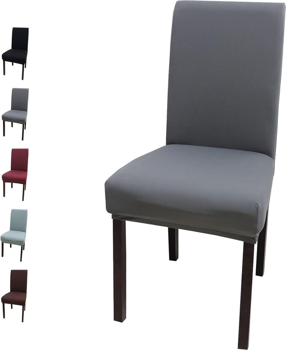 Stretch stoelhoezen set van 4 afneembare moderne beschermhoezen elastische eetkamer stoelovertrekken bi-elastische spanhoes bruiloft feesten decoratie grijs Stoelhoezen