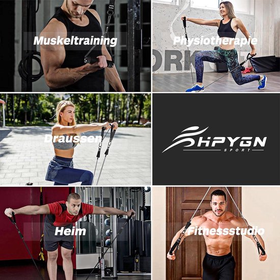 Ensemble de Bandes de résistance - Ensemble de bandes de fitness 68 kg 90 kg 113 kg - 5 épaisseurs différentes - poignées sangles de cheville ancrage de porte - sac à dos portable - intérieur extérieur