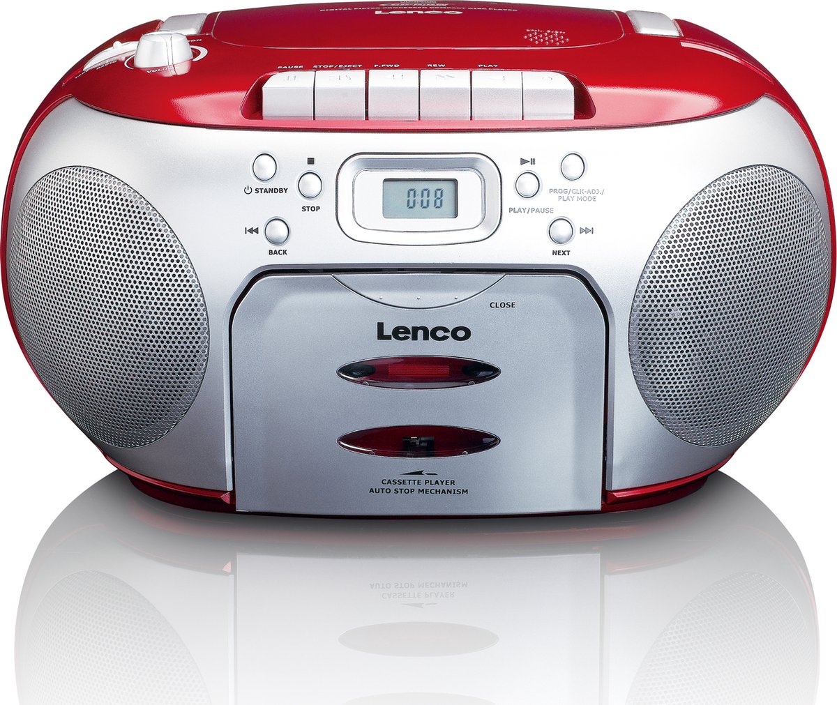 Lenco SCD-420RD - Radio CD speler met MP3 optie en koptelefoon - Rood
