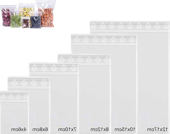 Foto: Hersluitbare doorzichtige plastic zakken 600 stuks herbruikbare poly zip lock opbergzakje zakken keuken sieraden craft kralen opslag diepvrieszakjes