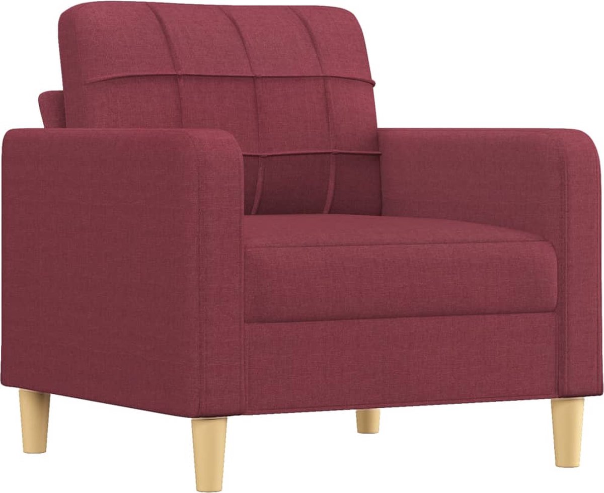 vidaXL Fauteuil - met - voetenbank - 60 - cm - stof - wijnrood