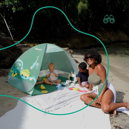 Grote strandtent hoge UV-bescherming SPF 50+ Pop-Up systeem Groën - Badabulle B038205 Beach Tent van Badabulle — afbeelding 3