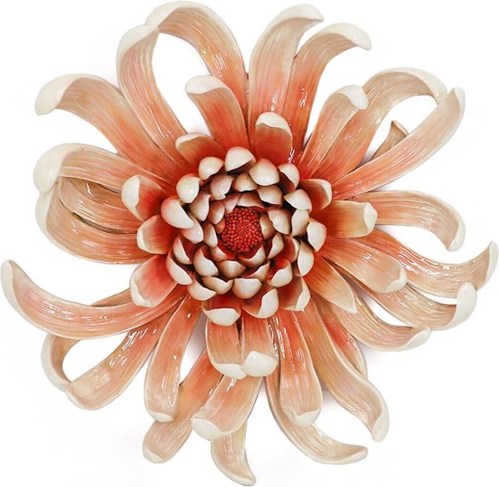 HomeBound by KY | Wanddecoratie bloem peach | 28,2x28x6,2cm | wandhanger bloem