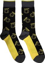 Nirvana - Chaussettes Yellow à Motif Happy Face - EU 39-45 - Zwart