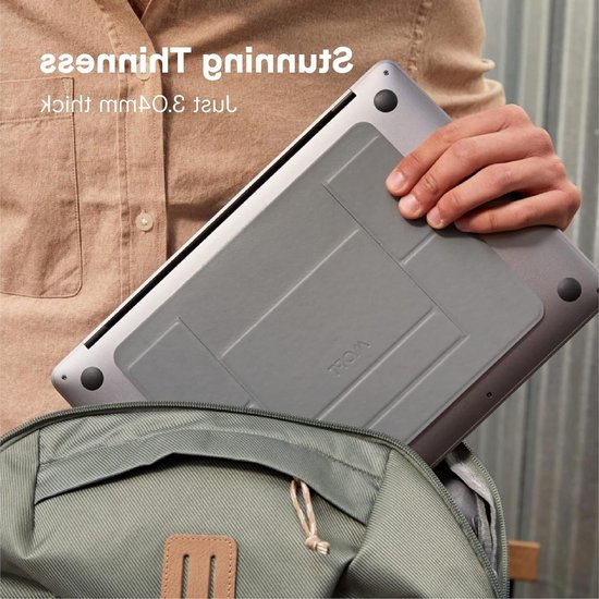 MOFT Laptopstandaard, opvouwbare notebookstandaard met 2 verstelbare hoeken, draagbare universele niet-klevende laptophouder, compatibel met laptops tot 16 inch, ruimtegrijs
